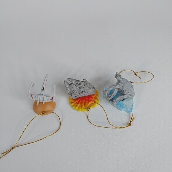 Star Wars Vehicle Christmas Ornaments AT-AT Millenium Falcon X Wing - Picture 1 of 4